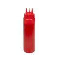 Sauce Tek 24 oz Red Plastic Ketchup Squeeze Bottle - with Triple Dispersion Tip - 6 count box