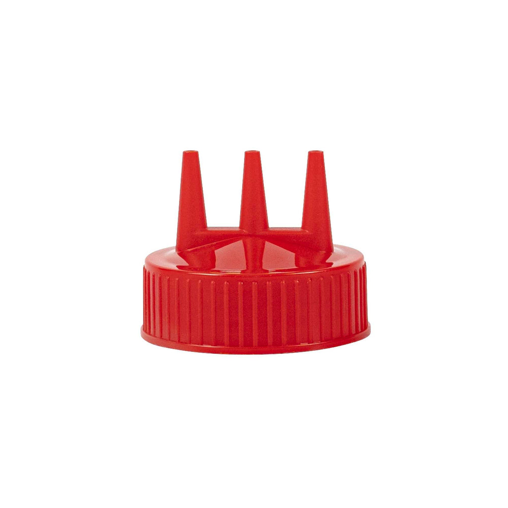 Sauce Tek 24 oz Red Plastic Ketchup Squeeze Bottle - with Triple Dispersion Tip - 6 count box