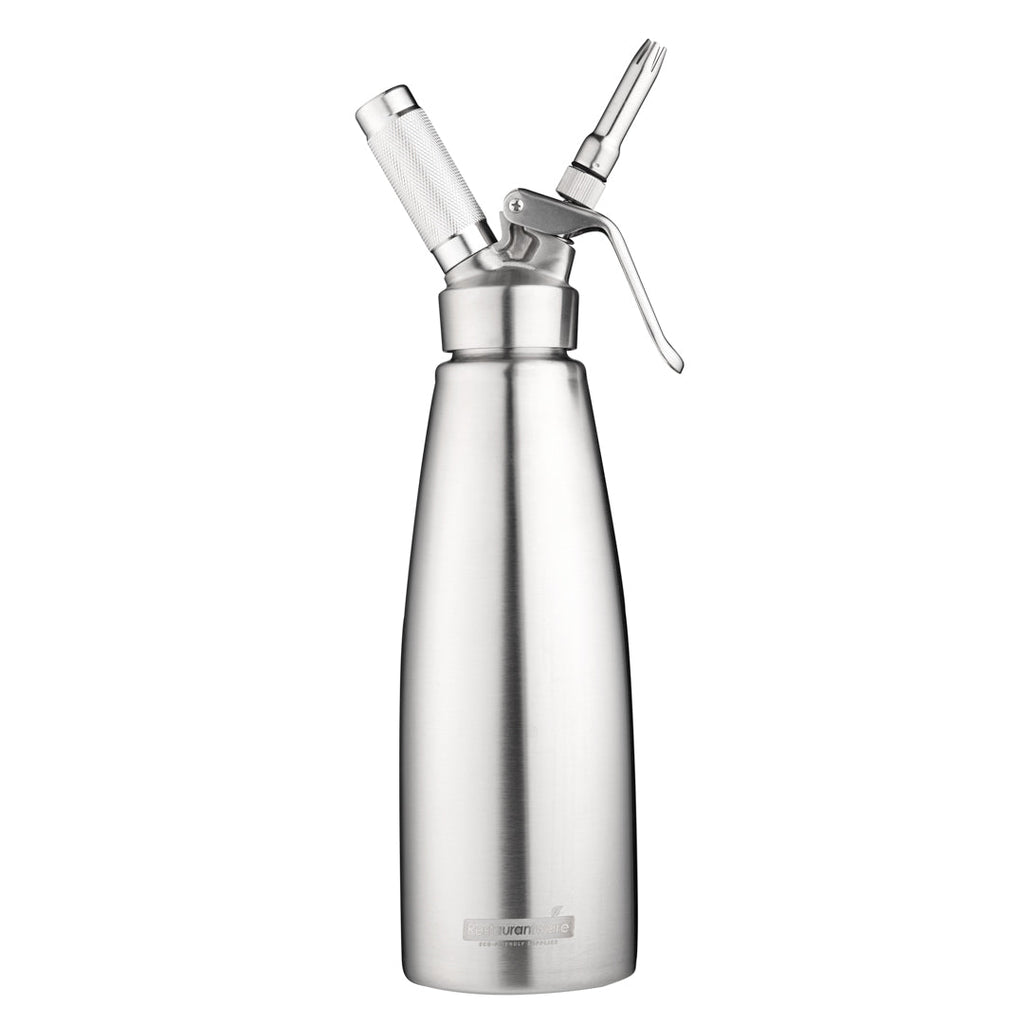 Whip Tek 1L Stainless Steel Professional Whipped Cream Dispenser - with 3 Decorator Tips - 1 count box