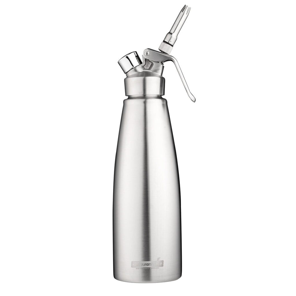 Whip Tek 1L Stainless Steel Professional Whipped Cream Dispenser - with 3 Decorator Tips - 1 count box