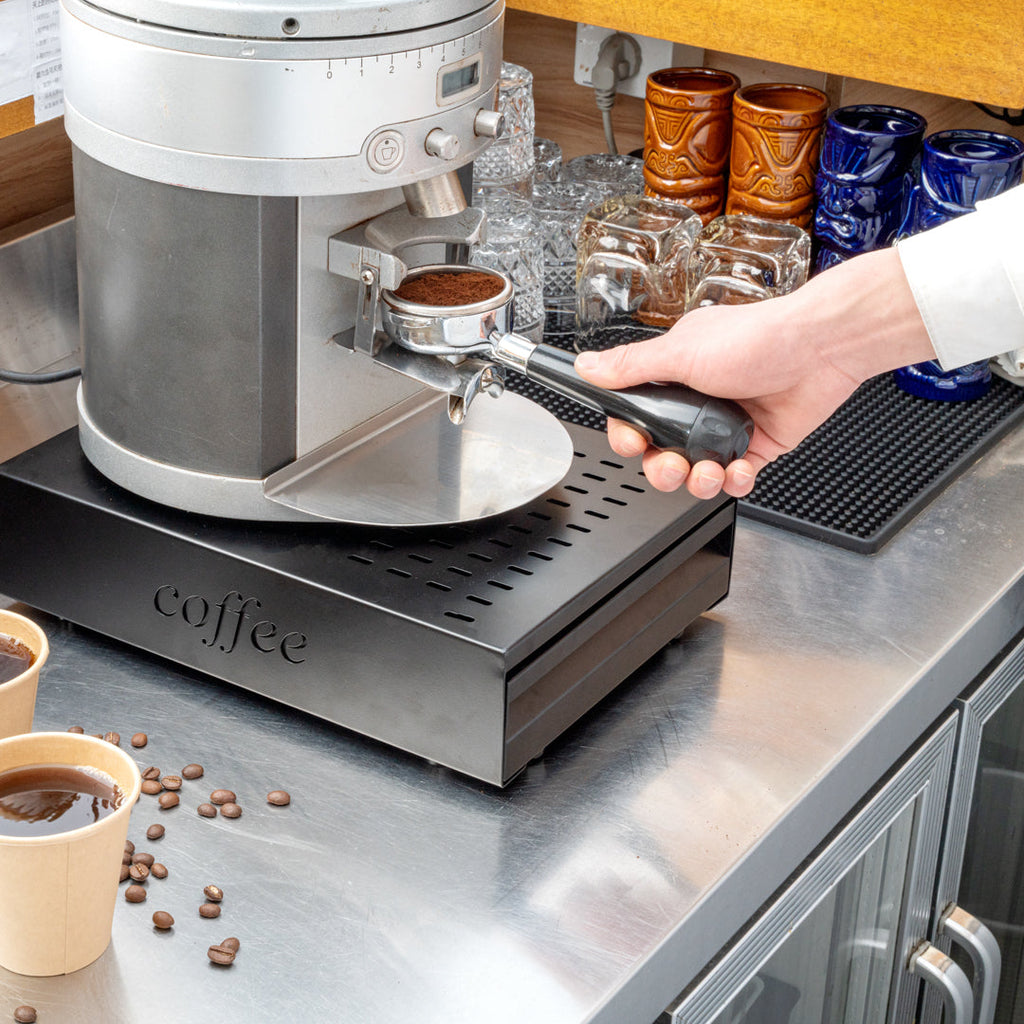 Restpresso Black Stainless Steel Coffee Knock Box Drawer - 13 1/2" x 9 3/4" x 3 3/4" - 1 count box