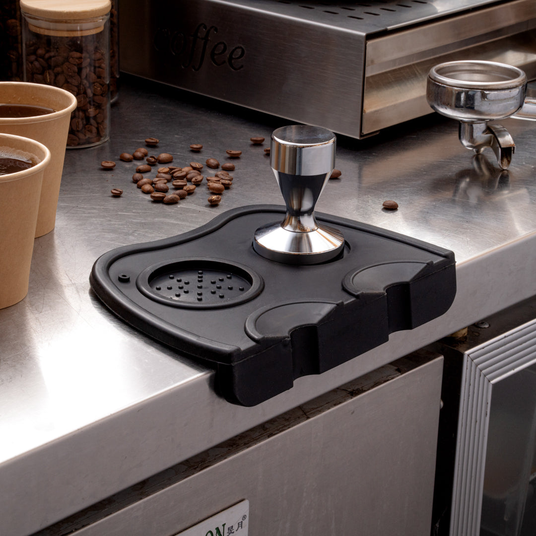 Restpresso Black Silicone Espresso Tamping Mat - Double - 8 1/4" x 5 3/4" x 1 1/2" - 1 count box