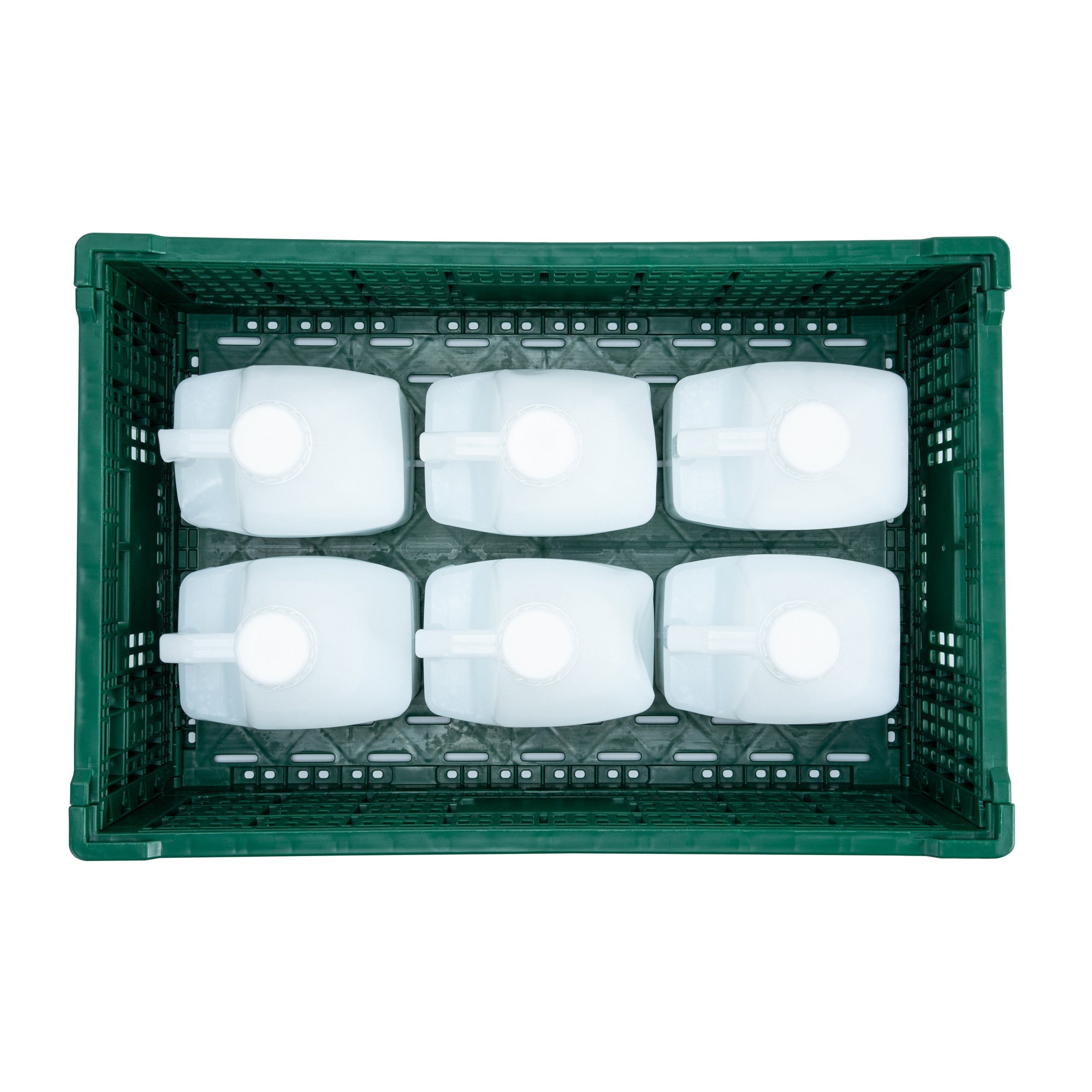 Cater Tek Rectangle Green Plastic 36L Collapsible Milk Crate - Stackable - 23 1/2" x 15 3/4" x 8 1/2" - 1 count box
