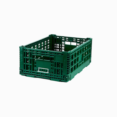 Cater Tek Rectangle Green Plastic 36L Collapsible Milk Crate - Stackable - 23 1/2" x 15 3/4" x 8 1/2" - 1 count box
