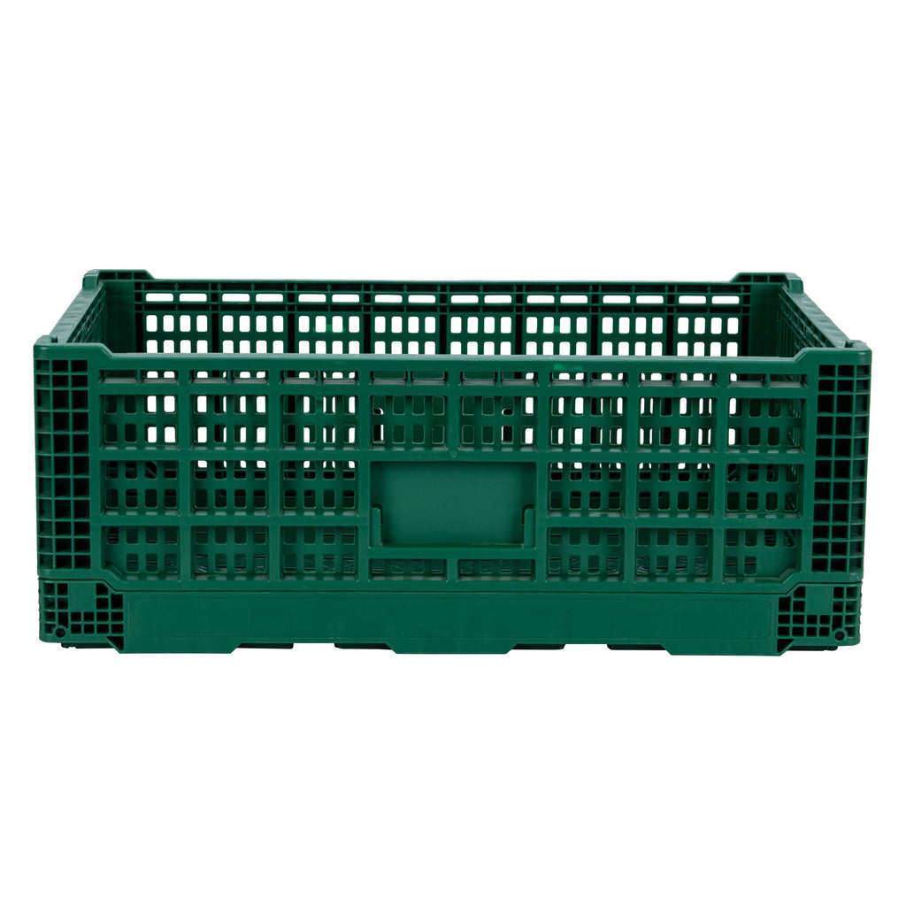 Cater Tek Rectangle Green Plastic 36L Collapsible Milk Crate - Stackable - 23 1/2" x 15 3/4" x 8 1/2" - 1 count box