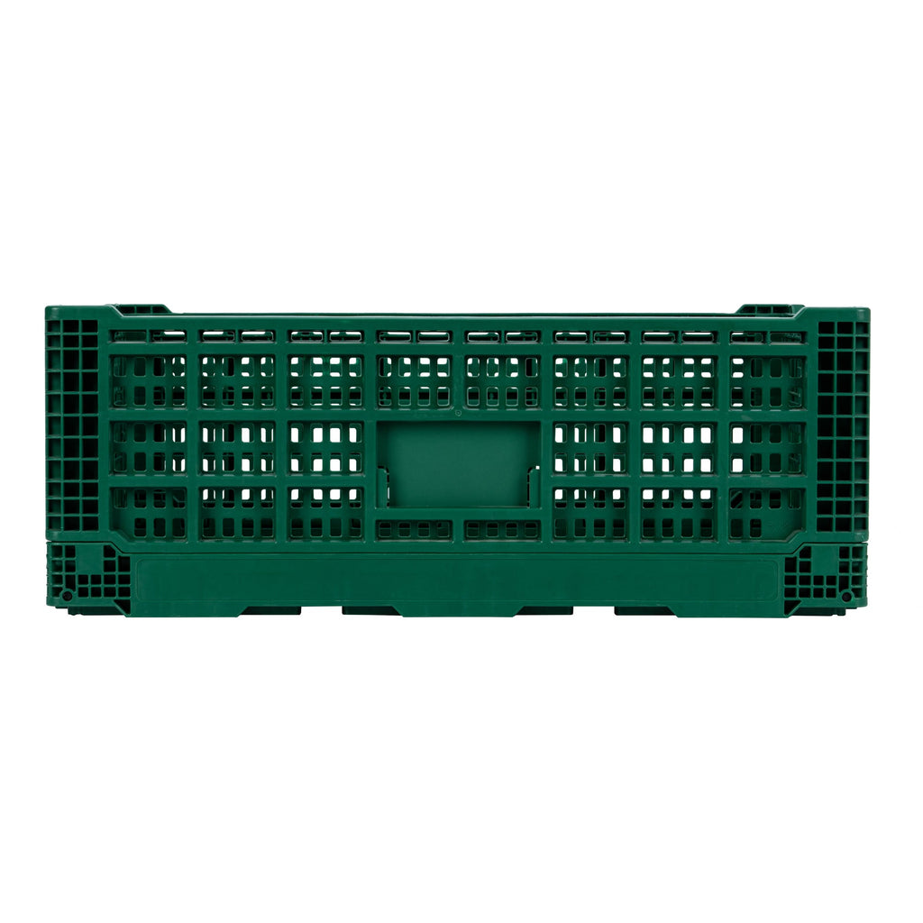 Cater Tek Rectangle Green Plastic 36L Collapsible Milk Crate - Stackable - 23 1/2" x 15 3/4" x 8 1/2" - 1 count box