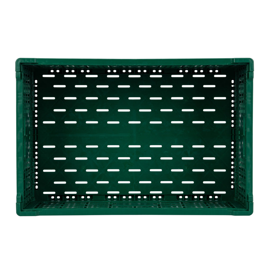 Cater Tek Rectangle Green Plastic 36L Collapsible Milk Crate - Stackable - 23 1/2" x 15 3/4" x 8 1/2" - 1 count box