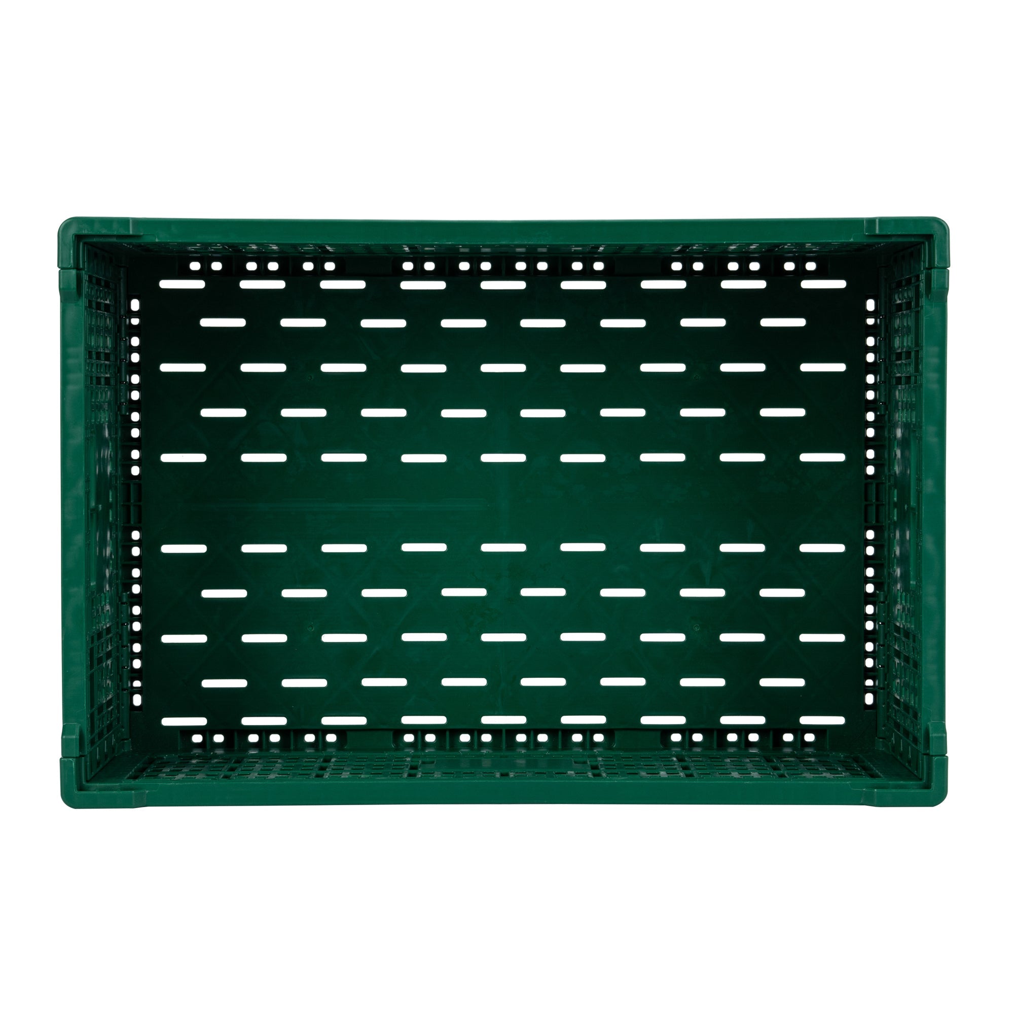 Cater Tek Rectangle Green Plastic 36L Collapsible Milk Crate - Stackable - 23 1/2" x 15 3/4" x 8 1/2" - 1 count box
