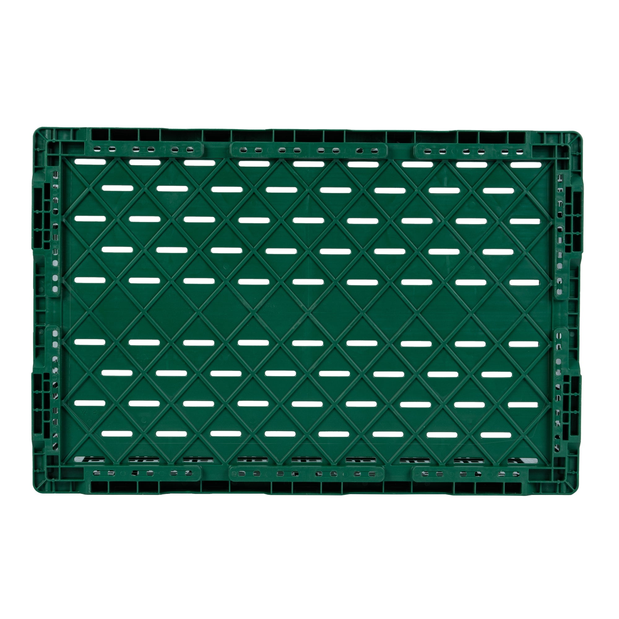Cater Tek Rectangle Green Plastic 36L Collapsible Milk Crate - Stackable - 23 1/2" x 15 3/4" x 8 1/2" - 1 count box