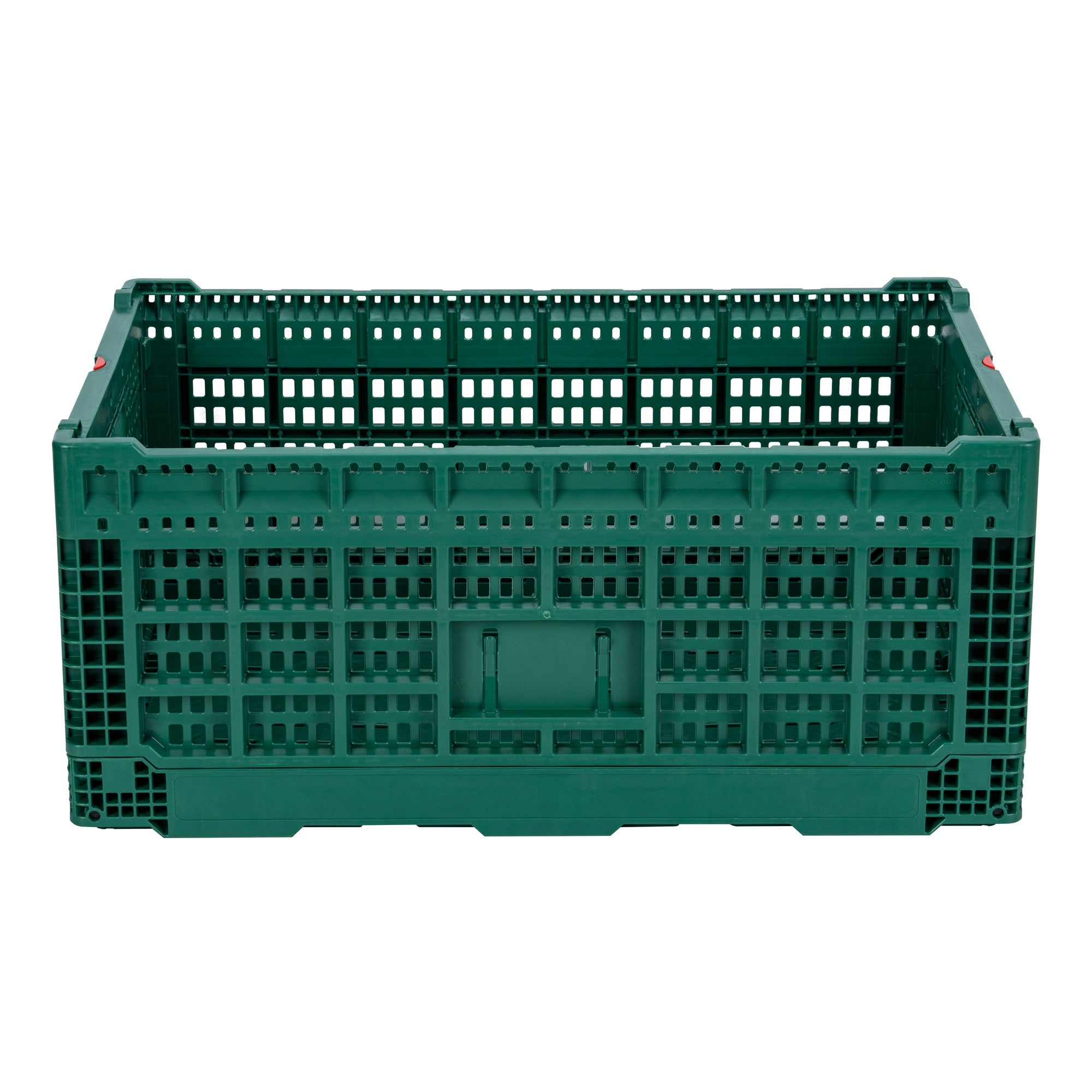 Cater Tek Rectangle Green Plastic 43L Collapsible Milk Crate - Stackable - 23 1/2" x 15 3/4" x 10 1/4" - 1 count box