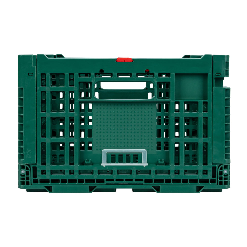Cater Tek Rectangle Green Plastic 43L Collapsible Milk Crate - Stackable - 23 1/2" x 15 3/4" x 10 1/4" - 1 count box
