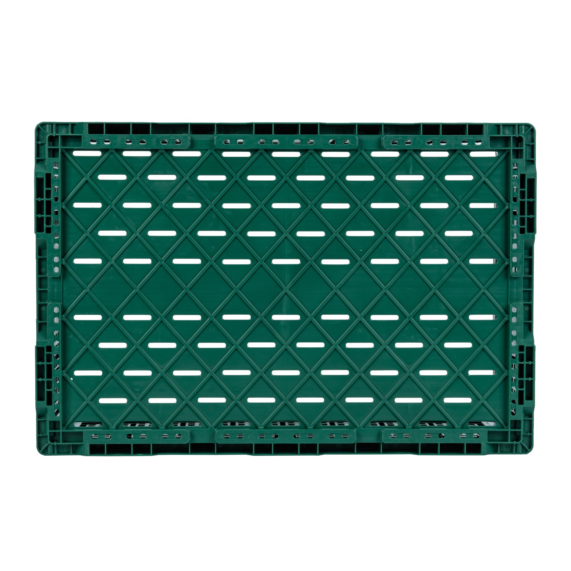 Cater Tek Rectangle Green Plastic 43L Collapsible Milk Crate - Stackable - 23 1/2" x 15 3/4" x 10 1/4" - 1 count box