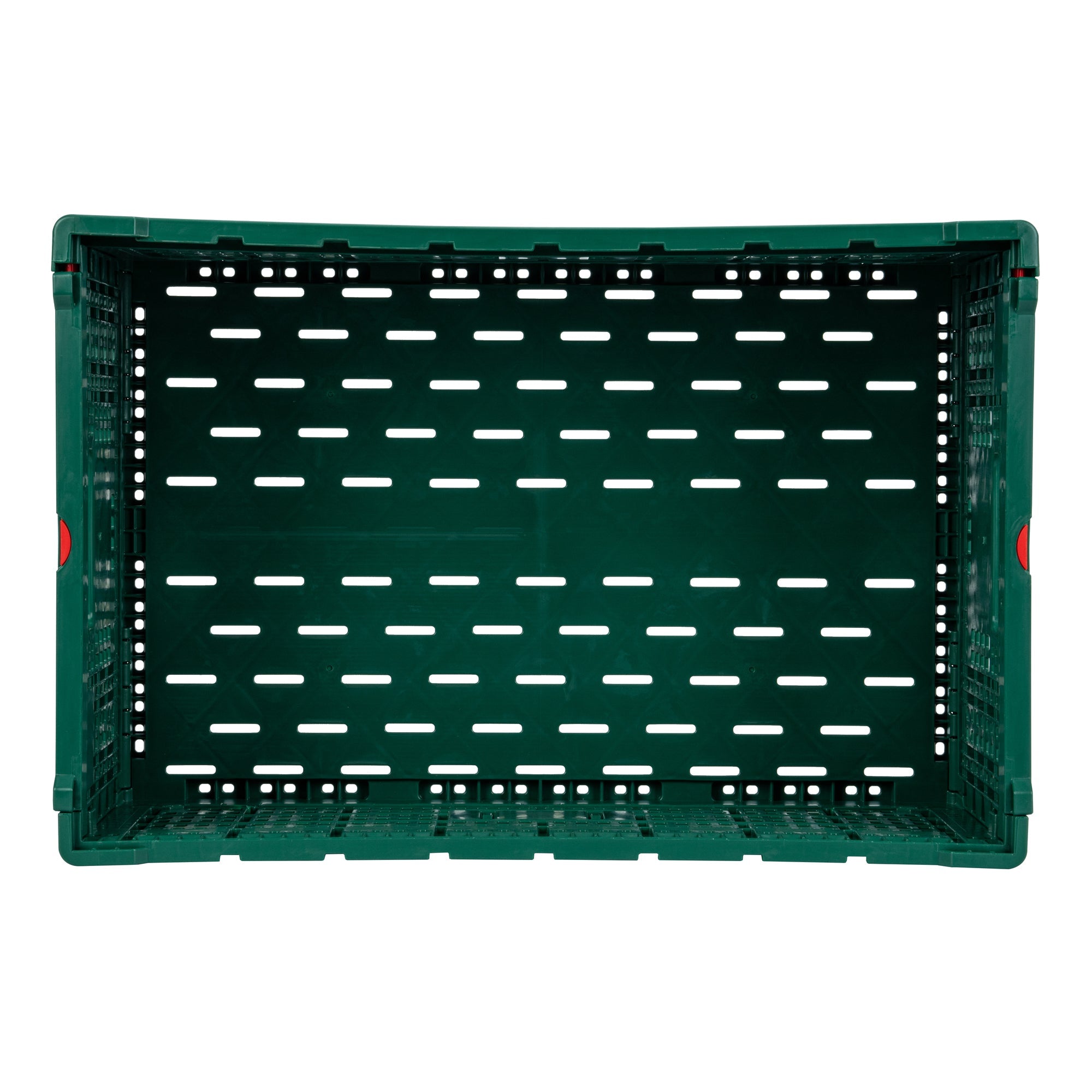 Cater Tek Rectangle Green Plastic 43L Collapsible Milk Crate - Stackable - 23 1/2" x 15 3/4" x 10 1/4" - 1 count box