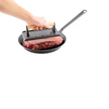 Met Lux Black Cast Iron Steak Weight - with Wooden Handle - 7 3/4" x 4" - 1 count box