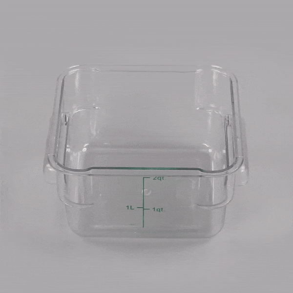 Met Lux 2 qt Square Clear Plastic Food Storage Container - with Green Volume Markers - 7" x 7" x 4" - 10 count box