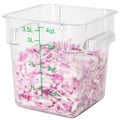 Met Lux 4 qt Square Clear Plastic Food Storage Container - with Green Volume Markers - 7" x 7" x 7 1/4" - 10 count box