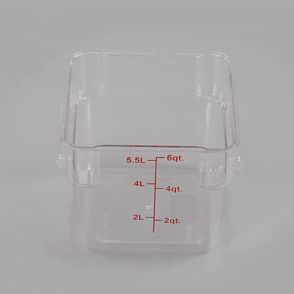 Met Lux 6 qt Square Clear Plastic Food Storage Container - with Red Volume Markers - 9" x 9" x 7 1/2" - 10 count box
