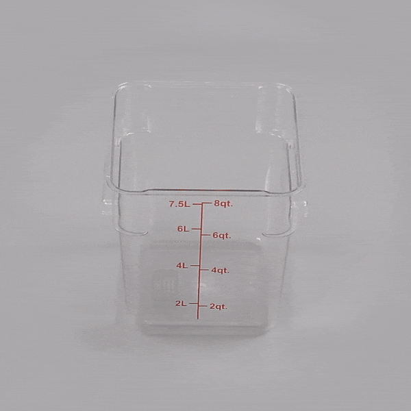 Met Lux 8 qt Square Clear Plastic Food Storage Container - with Red Volume Markers - 8 3/4" x 8 3/4" x 8 1/2" - 10 count box