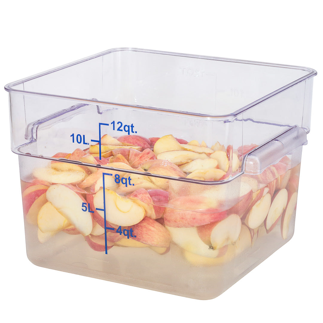 Met Lux 12 qt Square Clear Plastic Food Storage Container - with Blue Volume Markers - 11" x 11" x 8" - 1 count box