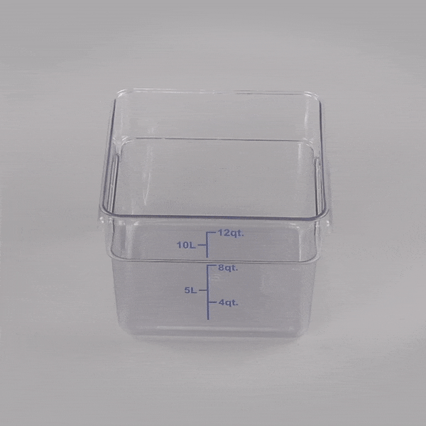 Met Lux 12 qt Square Clear Plastic Food Storage Container - with Blue Volume Markers - 11" x 11" x 8" - 1 count box