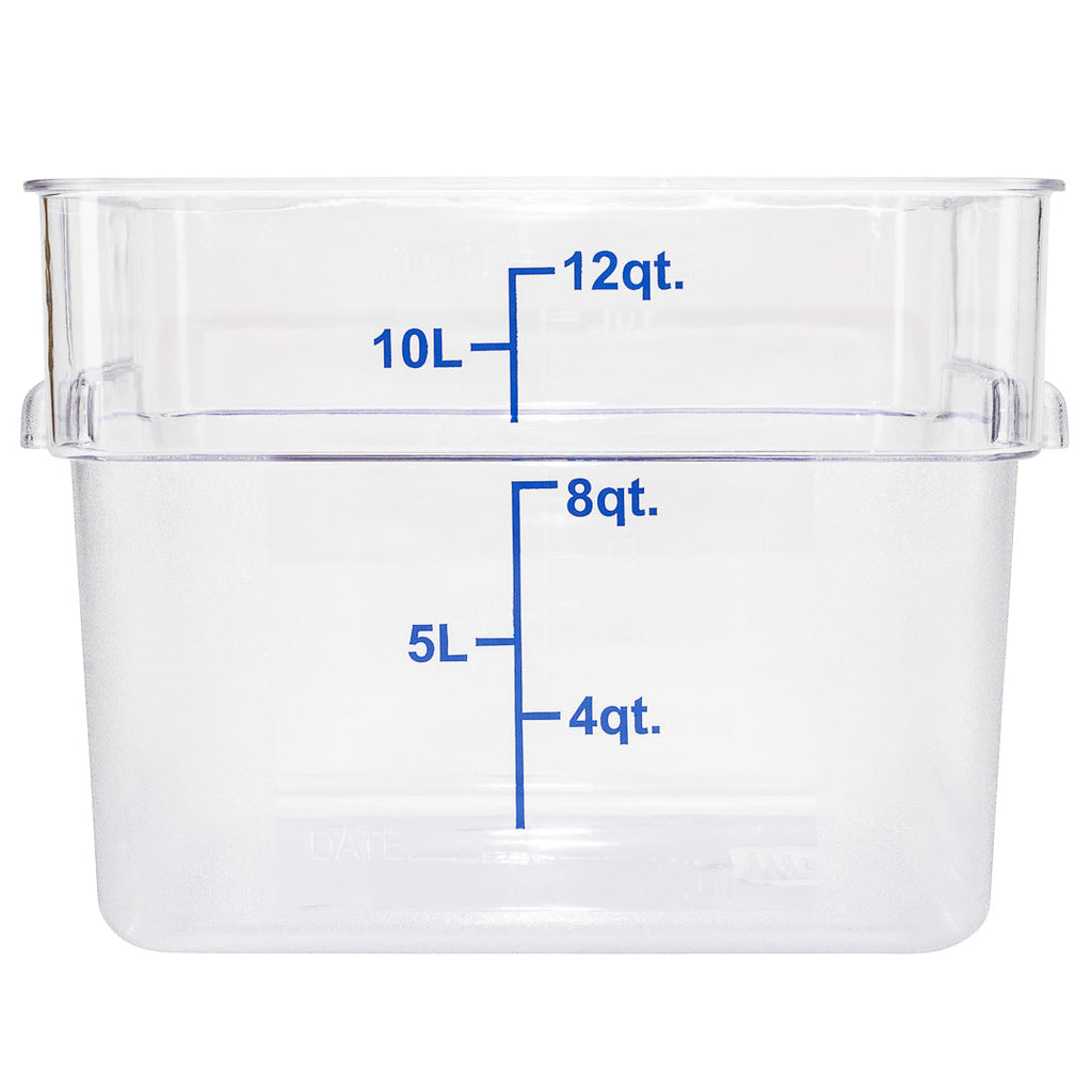 Met Lux 12 qt Square Clear Plastic Food Storage Container - with Blue Volume Markers - 11" x 11" x 8" - 1 count box