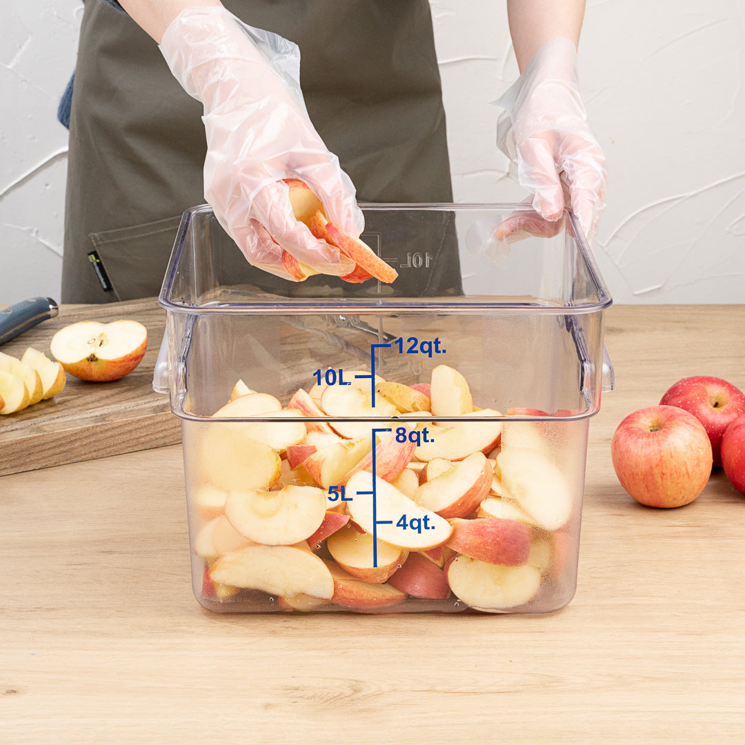 Met Lux 12 qt Square Clear Plastic Food Storage Container - with Blue Volume Markers - 11" x 11" x 8" - 1 count box