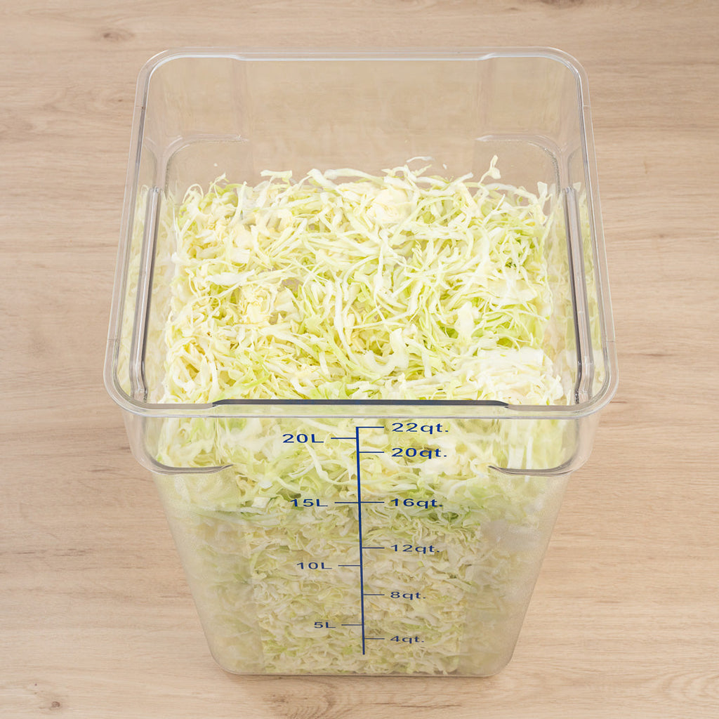 Met Lux 22 qt Square Clear Plastic Food Storage Container - with Blue Volume Markers - 11" x 11" x 15 3/4" - 10 count box