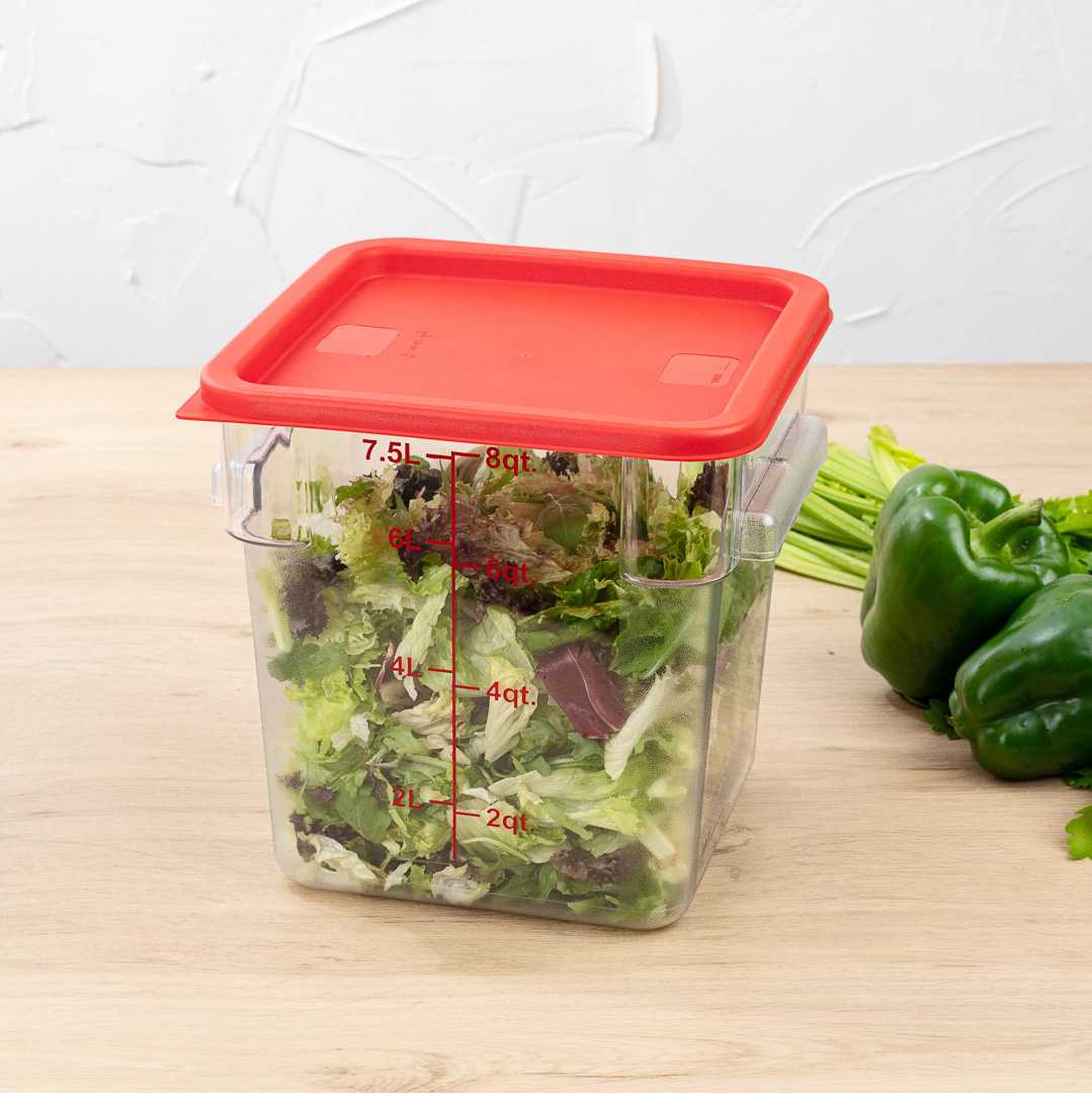 Met Lux Square Red Plastic Food Storage Container Lid - Fits 6 and 8 qt - 10 count box