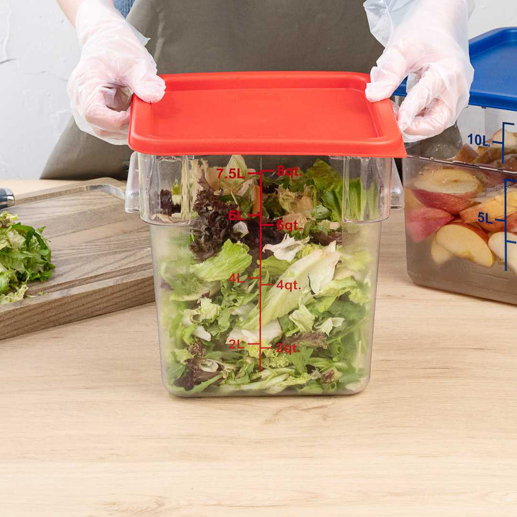 Met Lux Square Red Plastic Food Storage Container Lid - Fits 6 and 8 qt - 10 count box