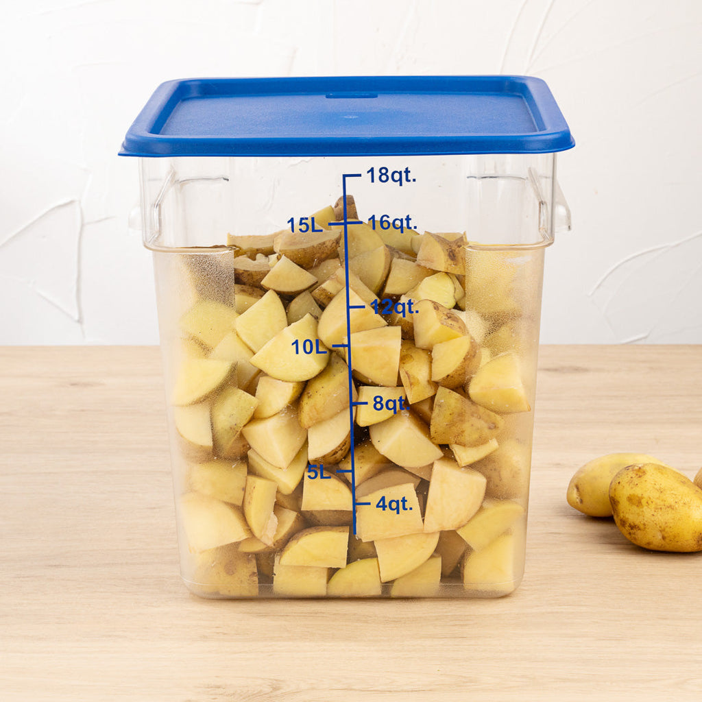 Met Lux Square Blue Plastic Food Storage Container Lid - Fits 12, 18 and 22 qt - 10 count box