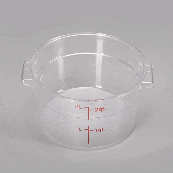 Met Lux 2 qt Round Clear Plastic Food Storage Container - with Red Volume Markers - 7" x 7" x 4 1/4" - 10 count box