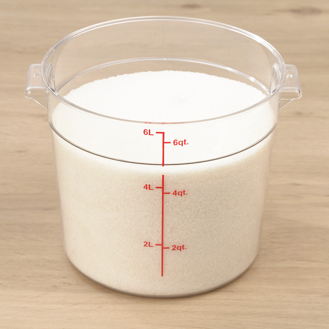 Met Lux 6 qt Round Clear Plastic Food Storage Container - with Red Volume Markers - 8 3/4" x 8 3/4" x 7 3/4" - 1 count box