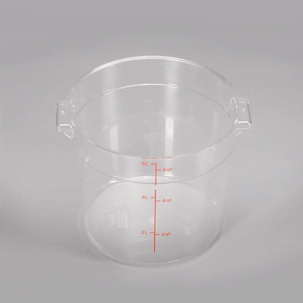 Met Lux 6 qt Round Clear Plastic Food Storage Container - with Red Volume Markers - 8 3/4" x 8 3/4" x 7 3/4" - 10 count box