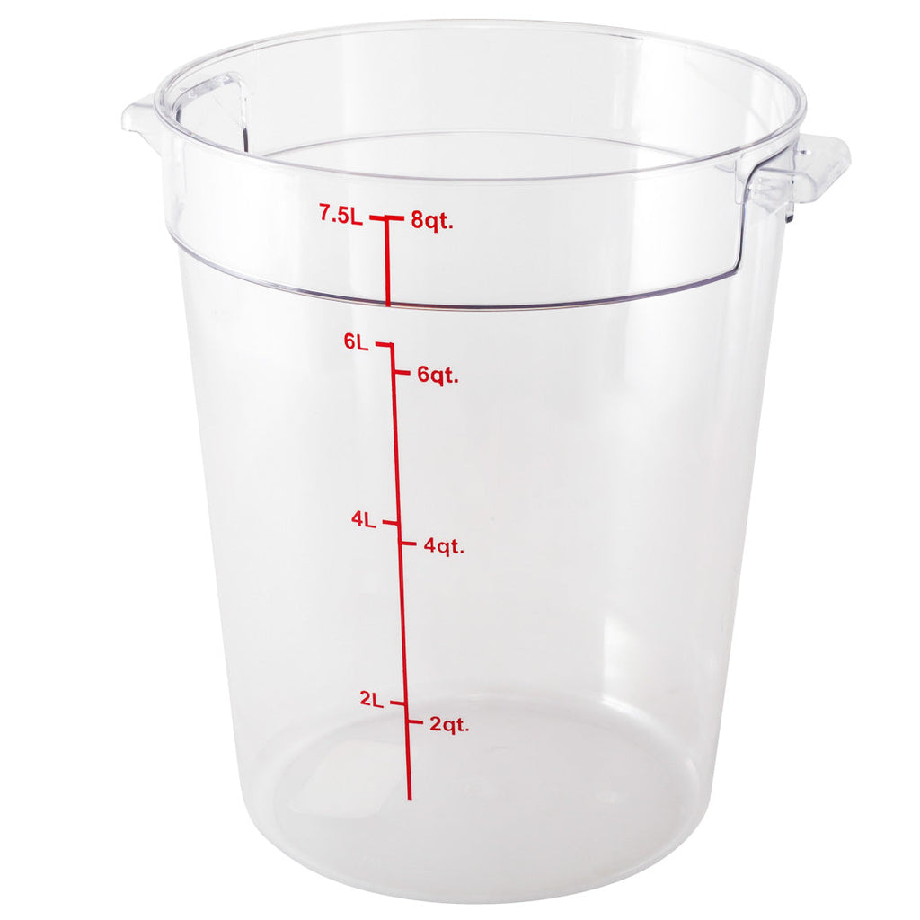 Met Lux 8 qt Round Clear Plastic Food Storage Container - with Red Volume Markers - 8 3/4" x 8 3/4" x 10 1/2" - 1 count box