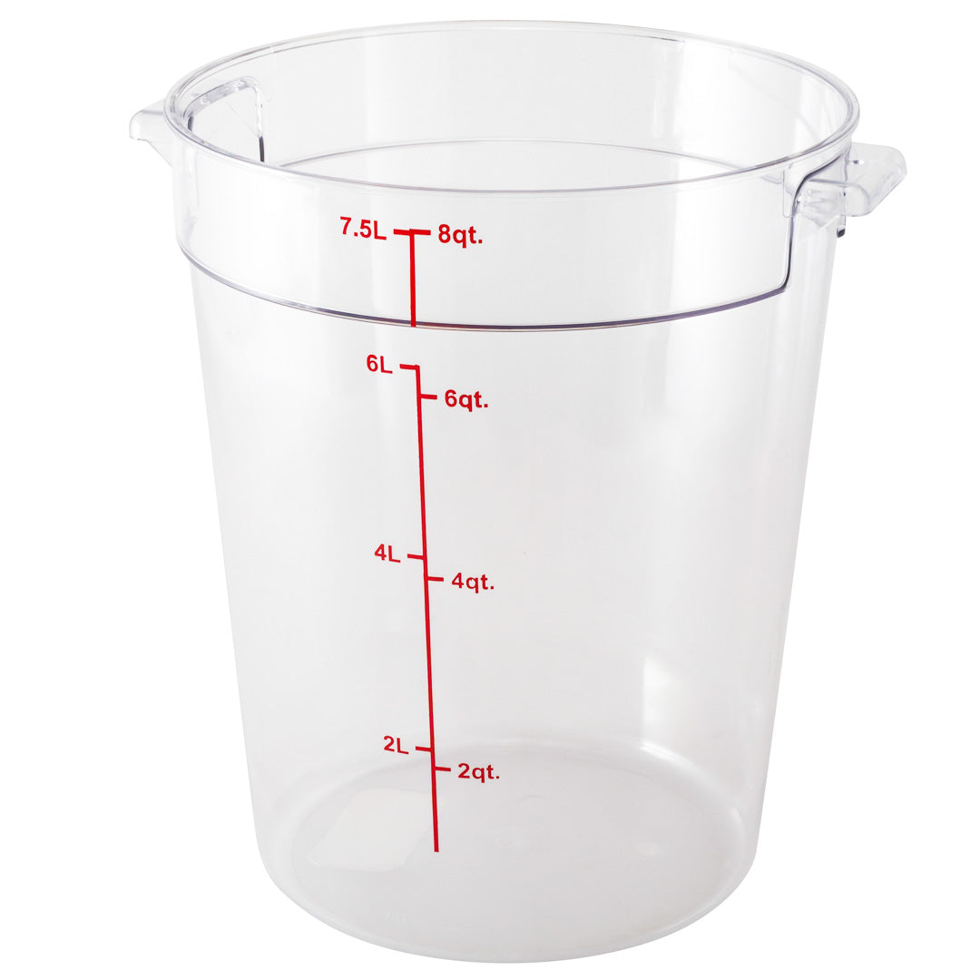 Met Lux 8 qt Round Clear Plastic Food Storage Container - with Red Volume Markers - 8 3/4" x 8 3/4" x 10 1/2" - 1 count box
