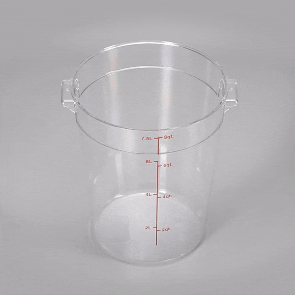 Met Lux 8 qt Round Clear Plastic Food Storage Container - with Red Volume Markers - 8 3/4" x 8 3/4" x 10 1/2" - 1 count box