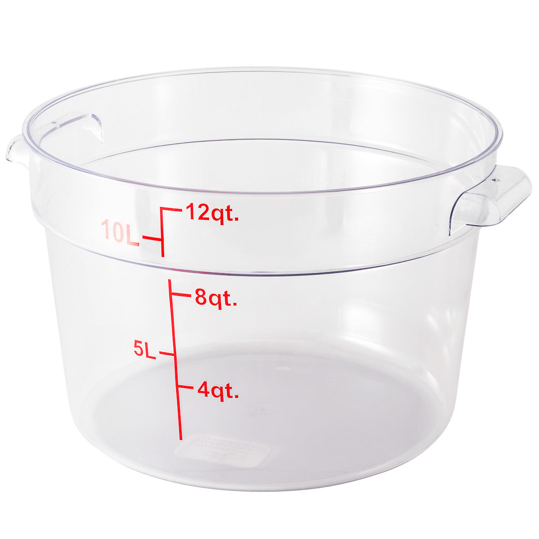 Met Lux 12 qt Round Clear Plastic Food Storage Container - with Red Volume Markers - 12 1/4" x 12 1/4" x 8" - 1 count box