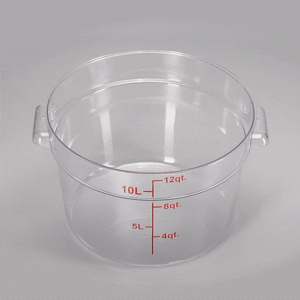 Met Lux 12 qt Round Clear Plastic Food Storage Container - with Red Volume Markers - 12 1/4" x 12 1/4" x 8" - 10 count box