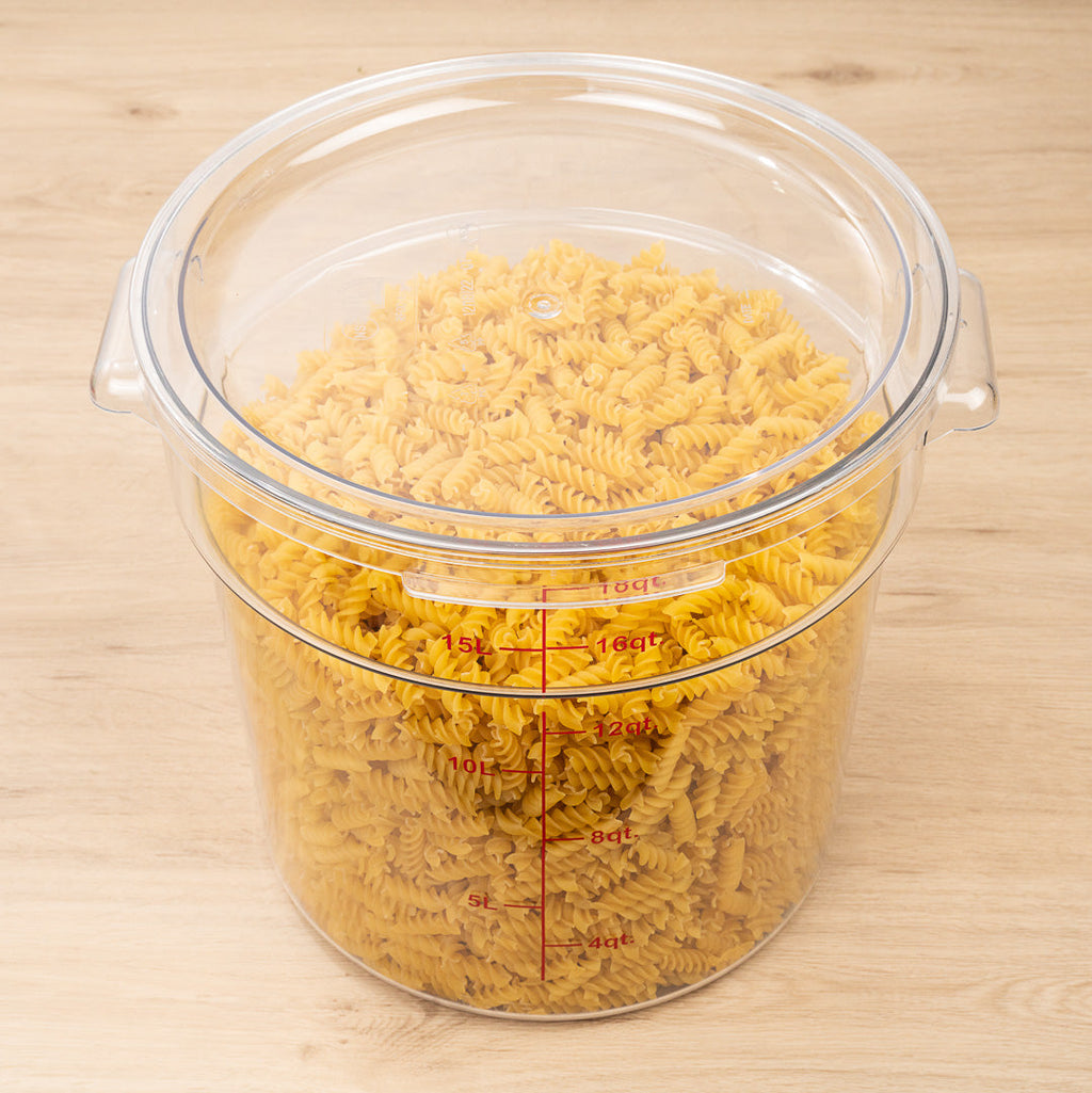 Met Lux 18 qt Round Clear Plastic Food Storage Container - with Red Volume Markers - 12 1/4" x 12 1/4" x 12" - 10 count box