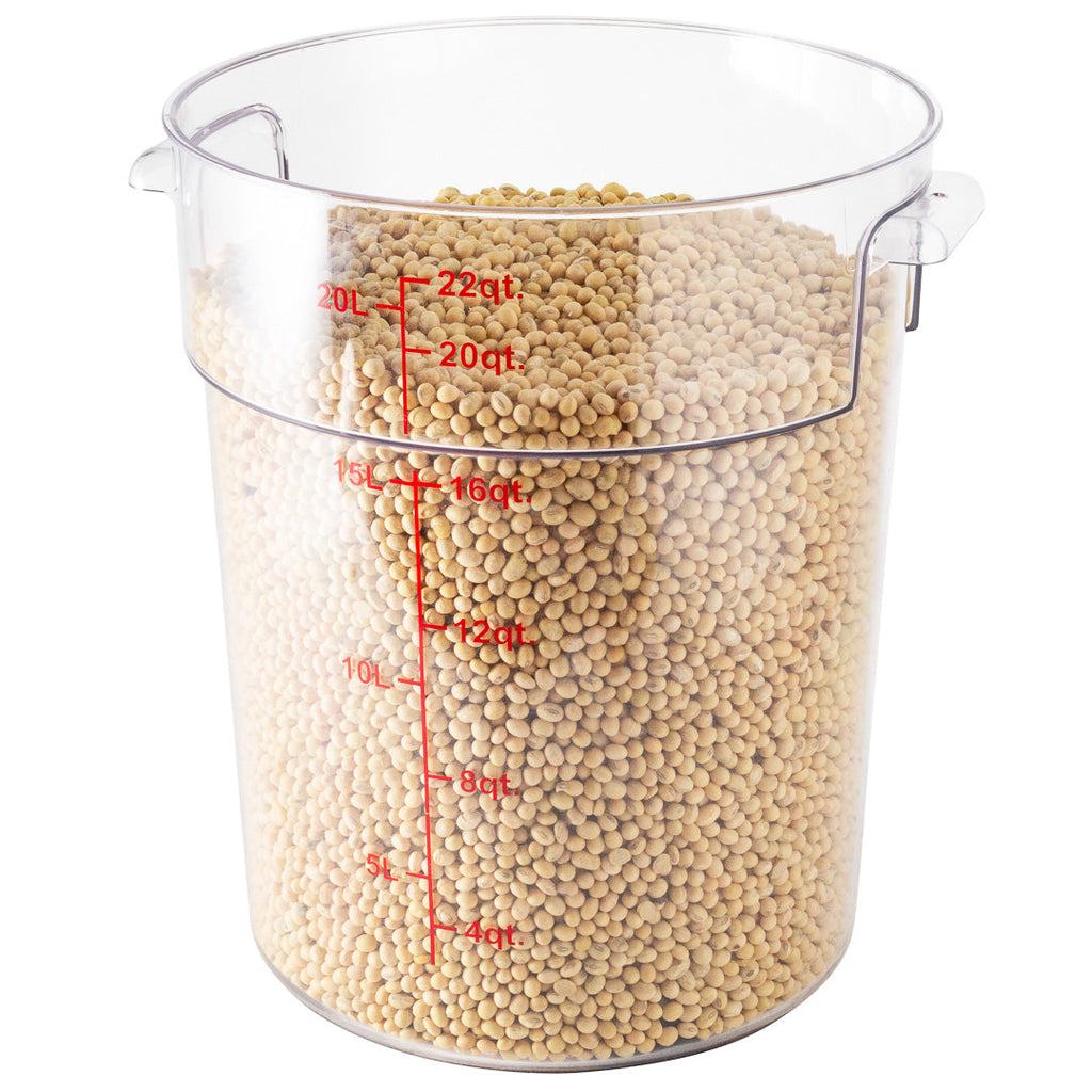 Met Lux 22 qt Round Clear Plastic Food Storage Container - with Red Volume Markers - 12 1/4" x 12 1/4" x 15" - 1 count box