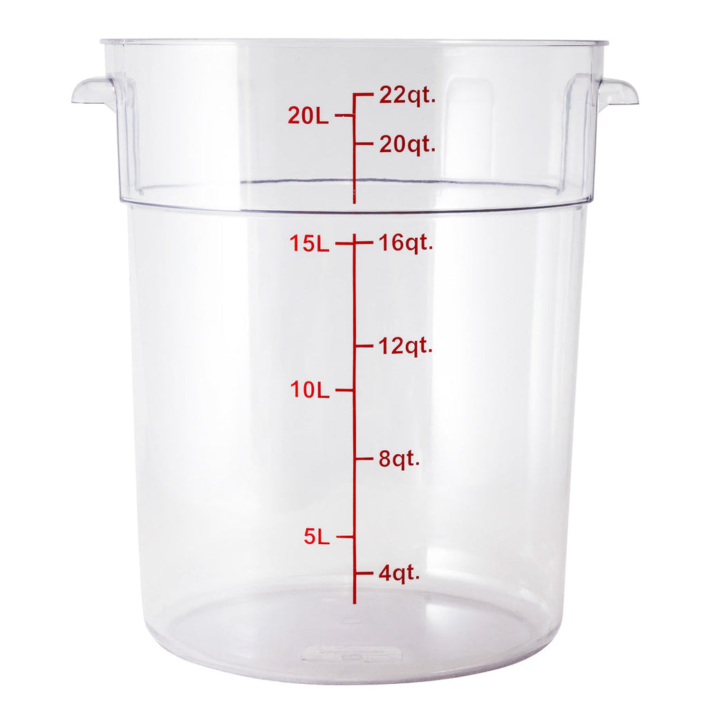 Met Lux 22 qt Round Clear Plastic Food Storage Container - with Red Volume Markers - 12 1/4" x 12 1/4" x 15" - 1 count box