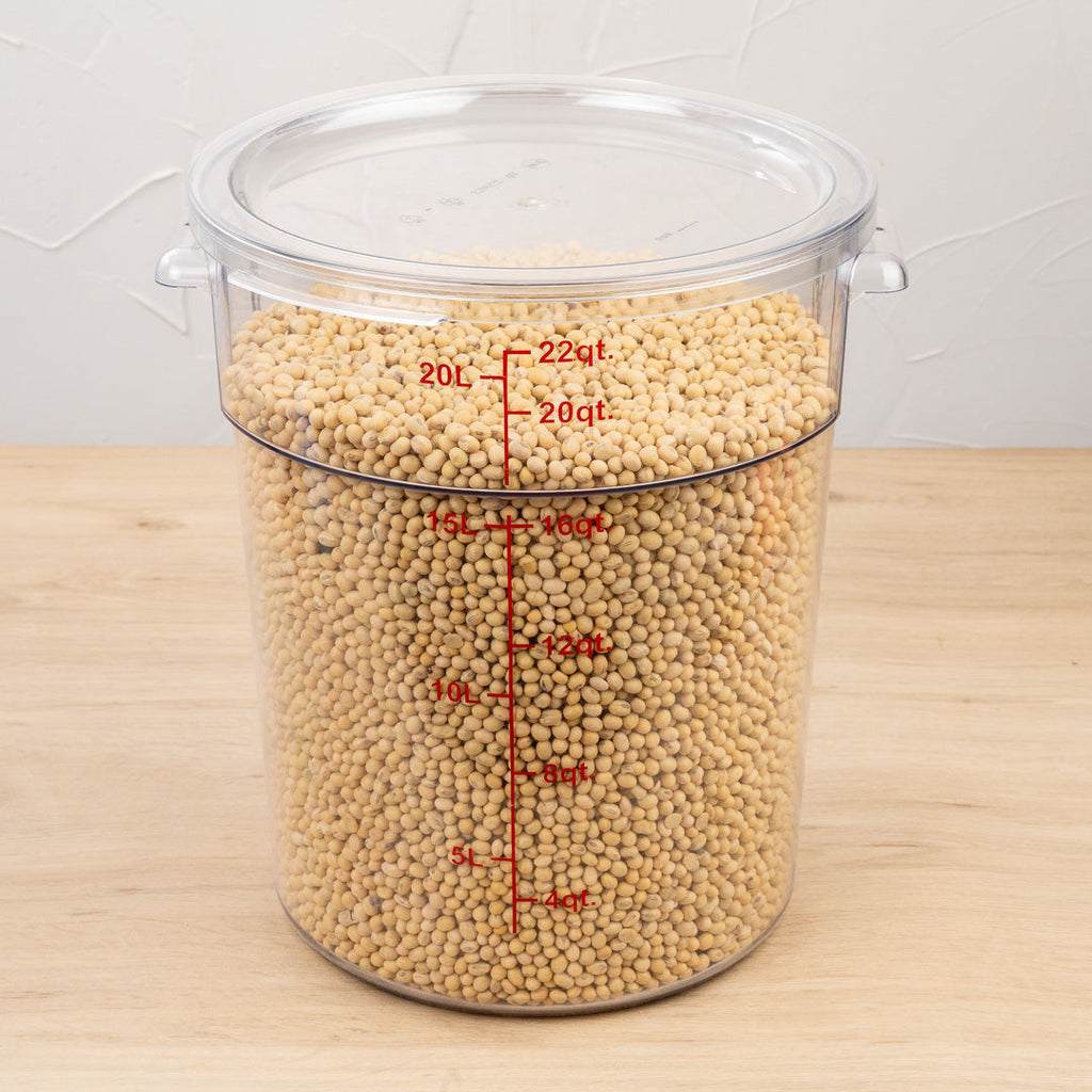 Met Lux 22 qt Round Clear Plastic Food Storage Container - with Red Volume Markers - 12 1/4" x 12 1/4" x 15" - 1 count box