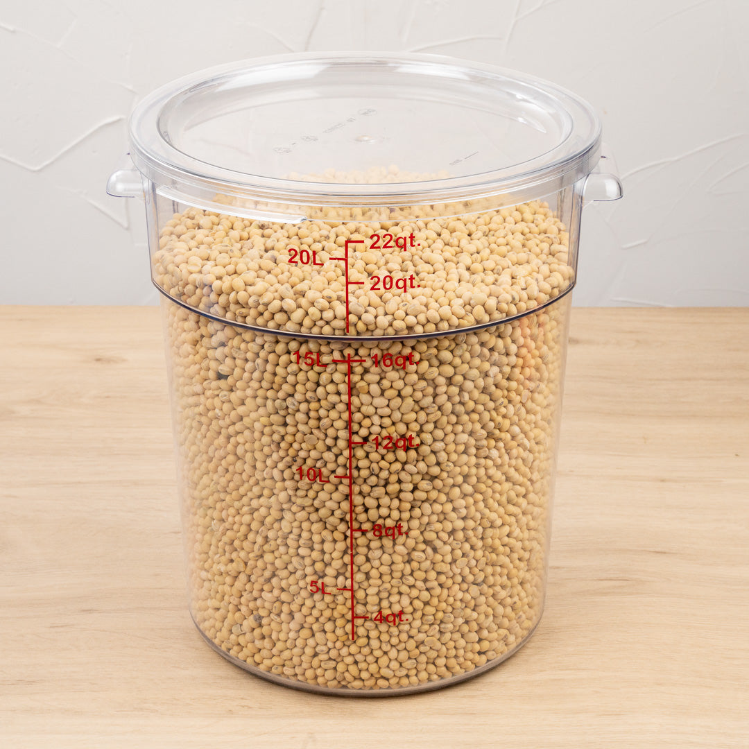 Met Lux 22 qt Round Clear Plastic Food Storage Container - with Red Volume Markers - 12 1/4" x 12 1/4" x 15" - 10 count box