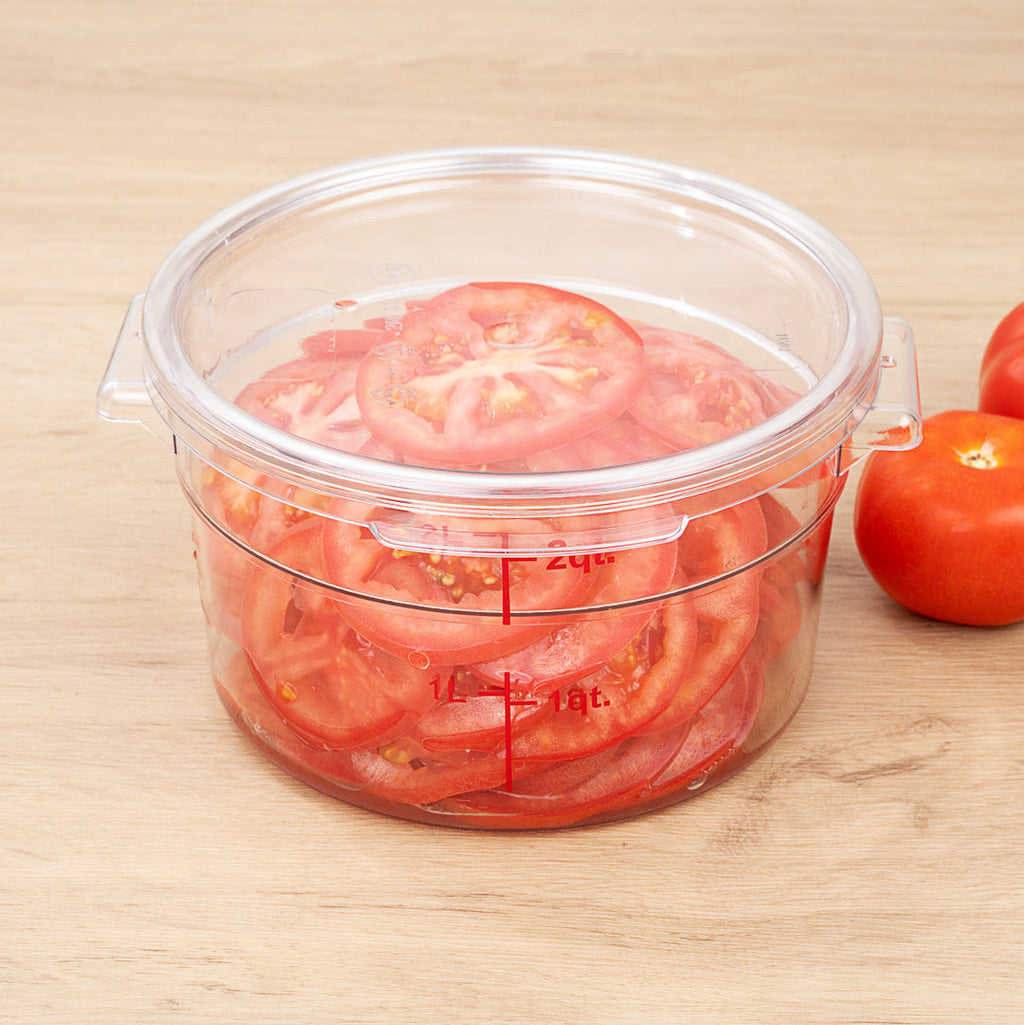 Met Lux Round Clear Plastic Food Storage Container Lid - Fits 2 and 4 qt - 7 1/4" x 7 1/4" x 1/2" - 10 count box