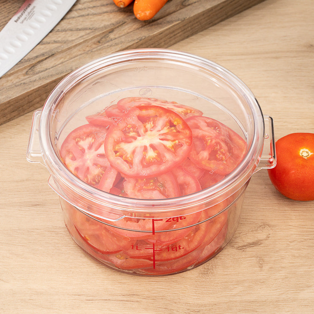 Met Lux Round Clear Plastic Food Storage Container Lid - Fits 2 and 4 qt - 7 1/4" x 7 1/4" x 1/2" - 10 count box