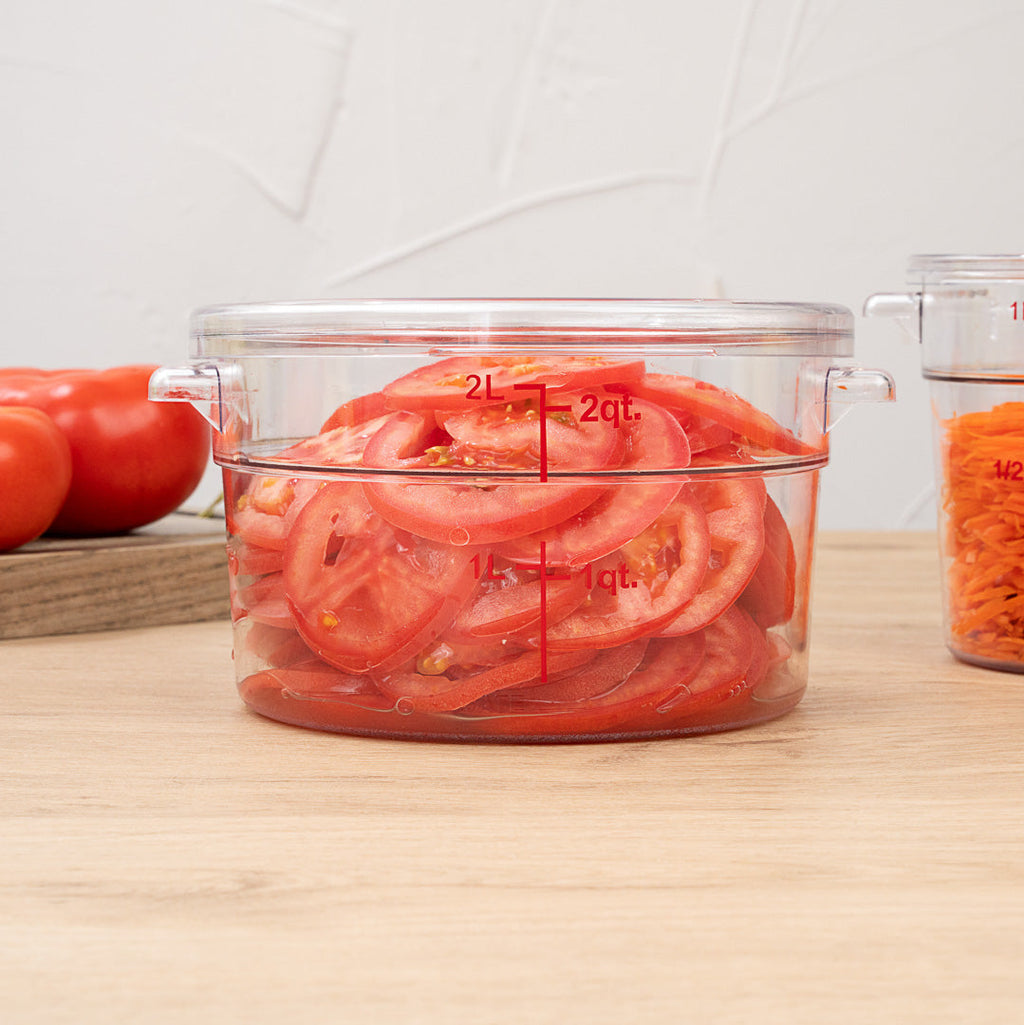 Met Lux Round Clear Plastic Food Storage Container Lid - Fits 2 and 4 qt - 7 1/4" x 7 1/4" x 1/2" - 10 count box