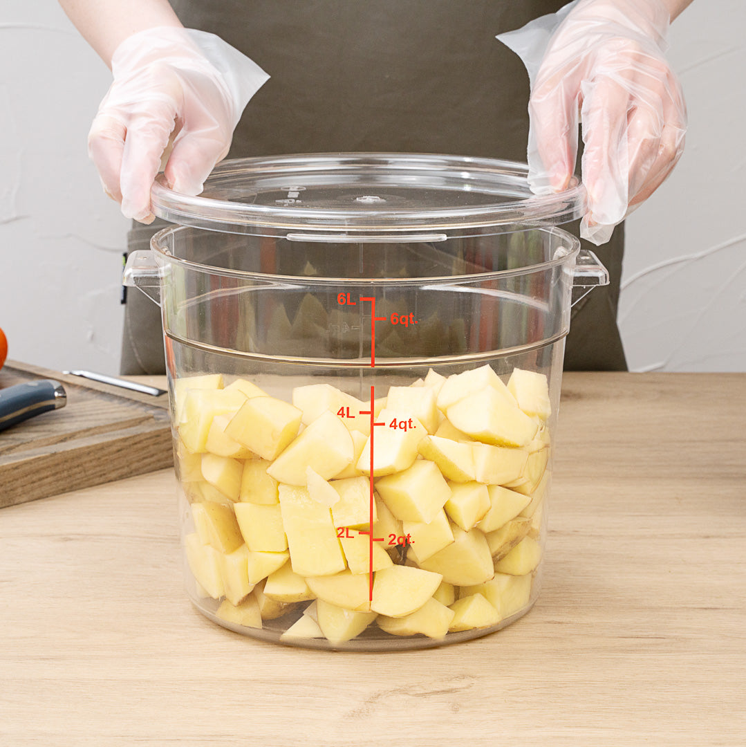 Met Lux Round Clear Plastic Food Storage Container Lid - Fits 6 and 8 qt - 8 3/4" x 8 3/4" x 1/2" - 10 count box