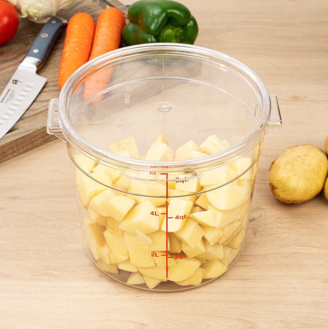 Met Lux Round Clear Plastic Food Storage Container Lid - Fits 6 and 8 qt - 8 3/4" x 8 3/4" x 1/2" - 10 count box