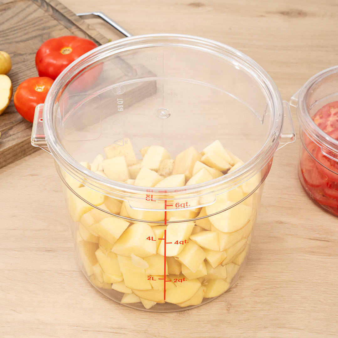 Met Lux Round Clear Plastic Food Storage Container Lid - Fits 6 and 8 qt - 8 3/4" x 8 3/4" x 1/2" - 10 count box
