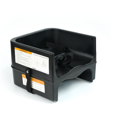 Table Tek Black Plastic Booster Seat - Dual Height, with Strap - 12 1/2" x 8 3/4" - 1 count box